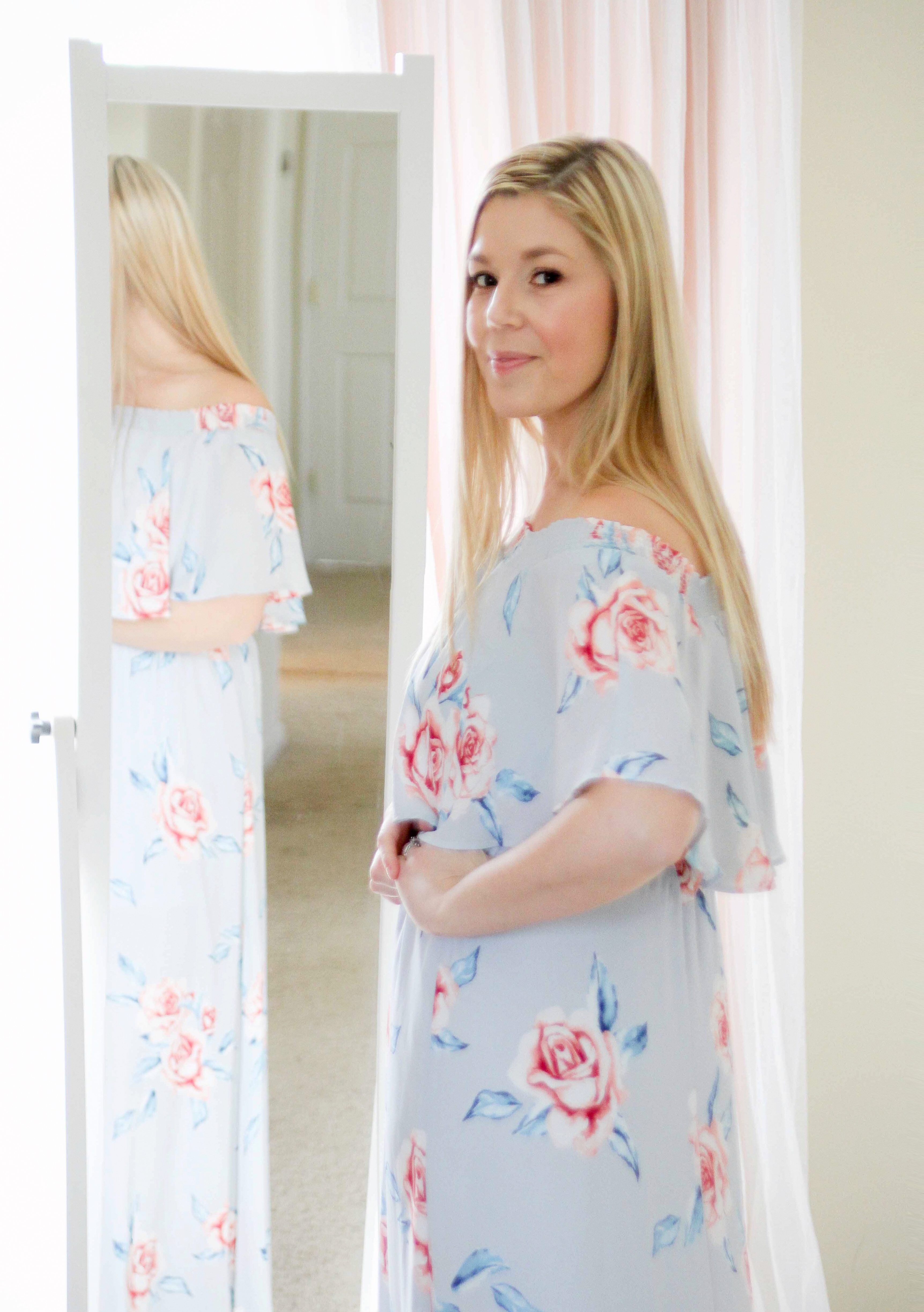 Mom Style For Spring– Blue Floral Maxi