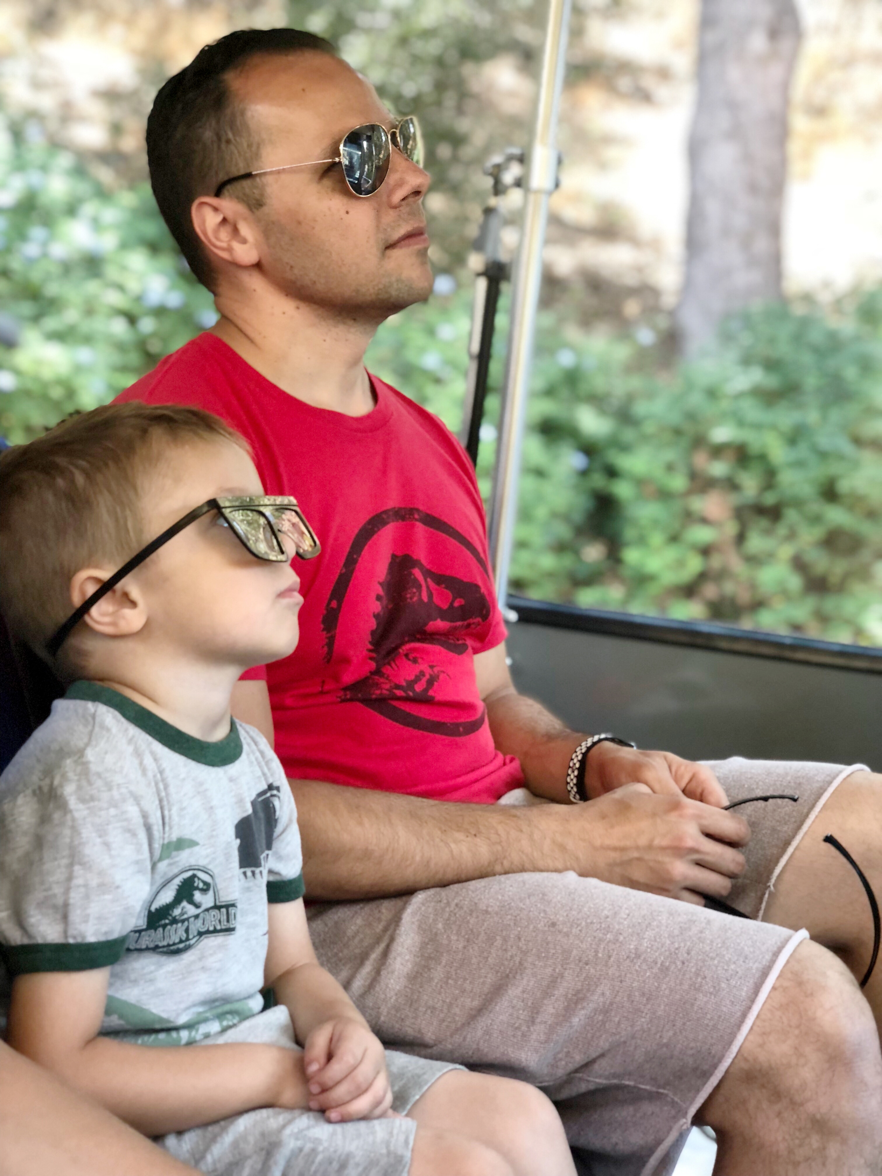 A dad at Universal Studios on Hollywood with his son